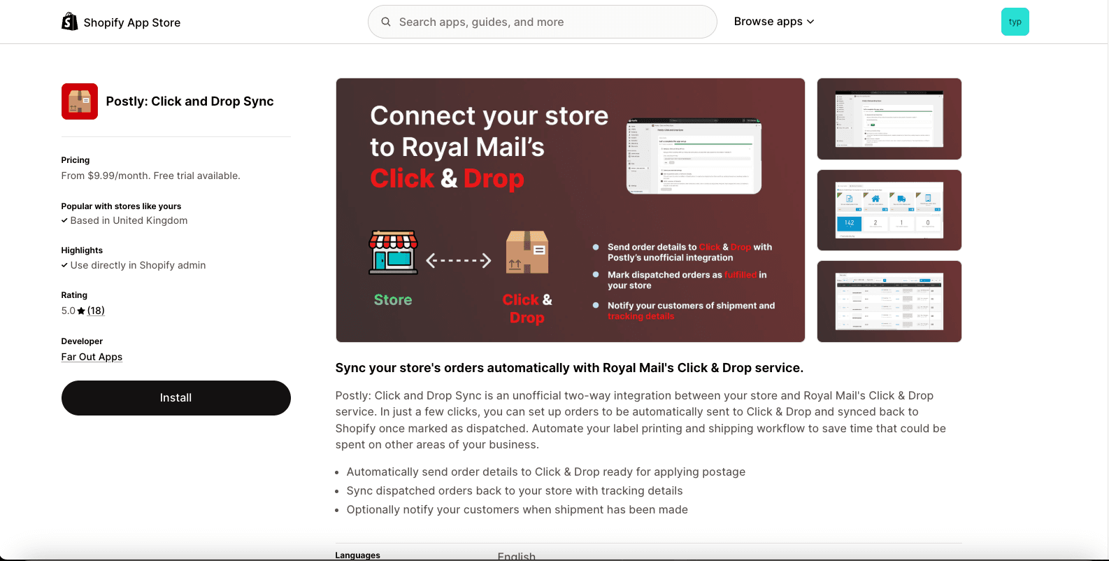 Postly App Listing Page